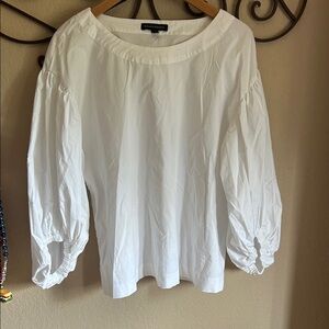 Banana Republic White Blouse with Puff Sleeves